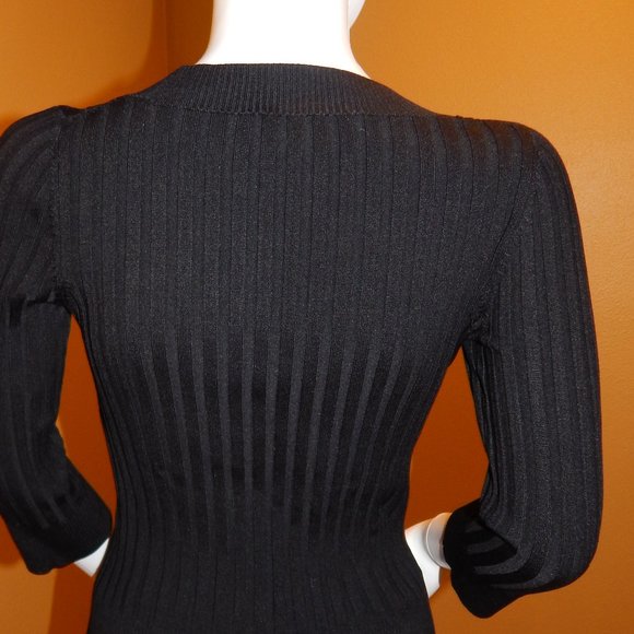Bebe size S/M FITTED BLACK Ribbed TOP - Picture 4 of 6